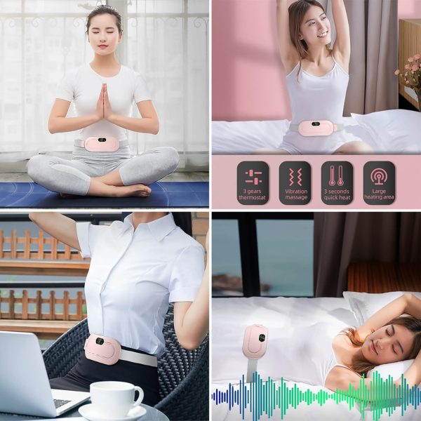 Heating Pad Women Period Pain Cramp Relief Belt | Portable Electric Menstrual Heating Pad With 3 Heat Levels & 4 Massage Modes For Belly And Waist Pain Relief