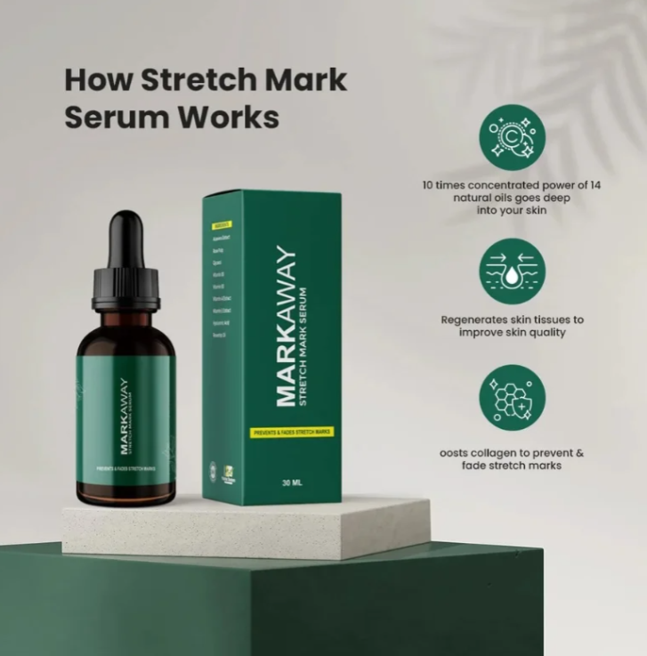 Markaway Stretch Mark Serum – Herbal Formula For Hydration, Toning & Dark Spot Correction (30ml)